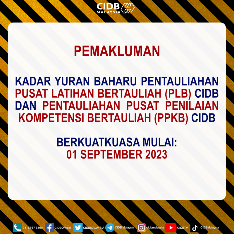 Pemakluman Kadar Yuran Baharu Pentauliahan Pusat Latihan Bertauliah