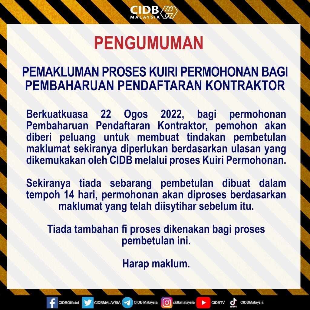 Pemakluman Proses Kuiri Permohonan Bagi Pembaharuan Pendaftaran ...